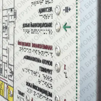 Тактильнозвуковая мнемосхема Лабиринт 610х470 на конференц стойке с индукционной системой и кнопкой активации