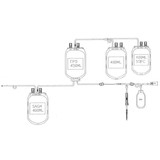 Контейнер для крови счетверенный 450/400/400/400 мл, ЦФД/САГМ, с адаптером для взятия образцов крови, с протектором иглы и контейнером для образцов крови, конфигурация Верх-Низ