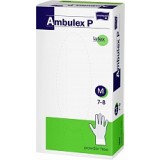 Перчатки медицинские латексные Ambulex P, смотровые, нестерильные, неопудренные, размер M, 100 шт.